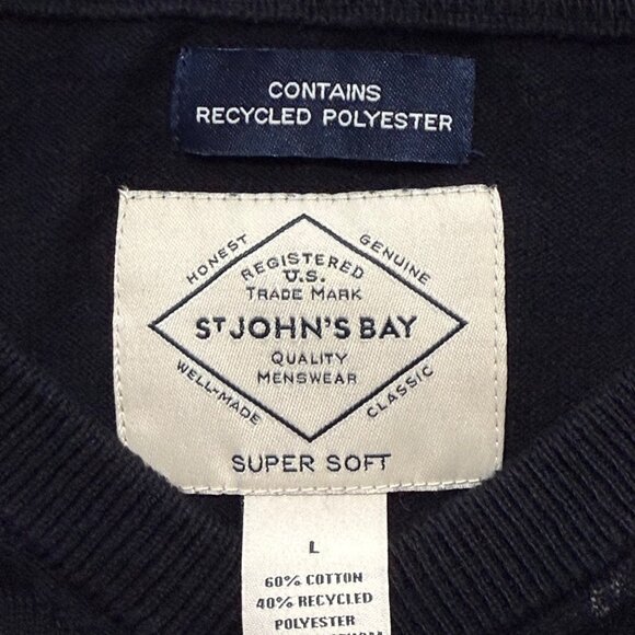 St. Johns Bay Men's Pullover Super Soft Black V-Neck Sweater Size Large NWT - Picture 8 of 10